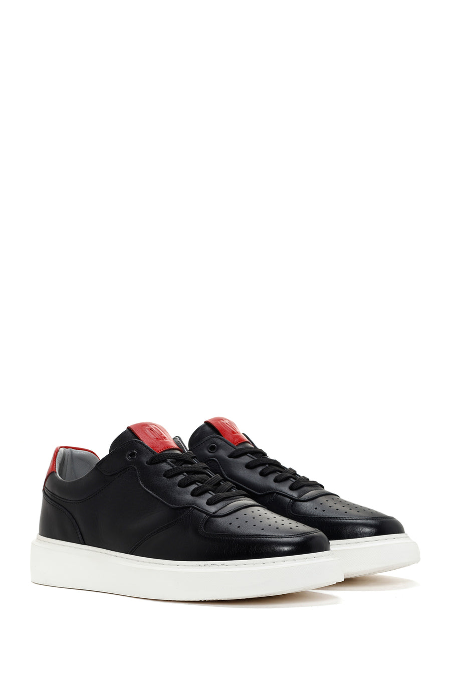 Men's Black Thick Sole Lace Up Leather Sneaker
