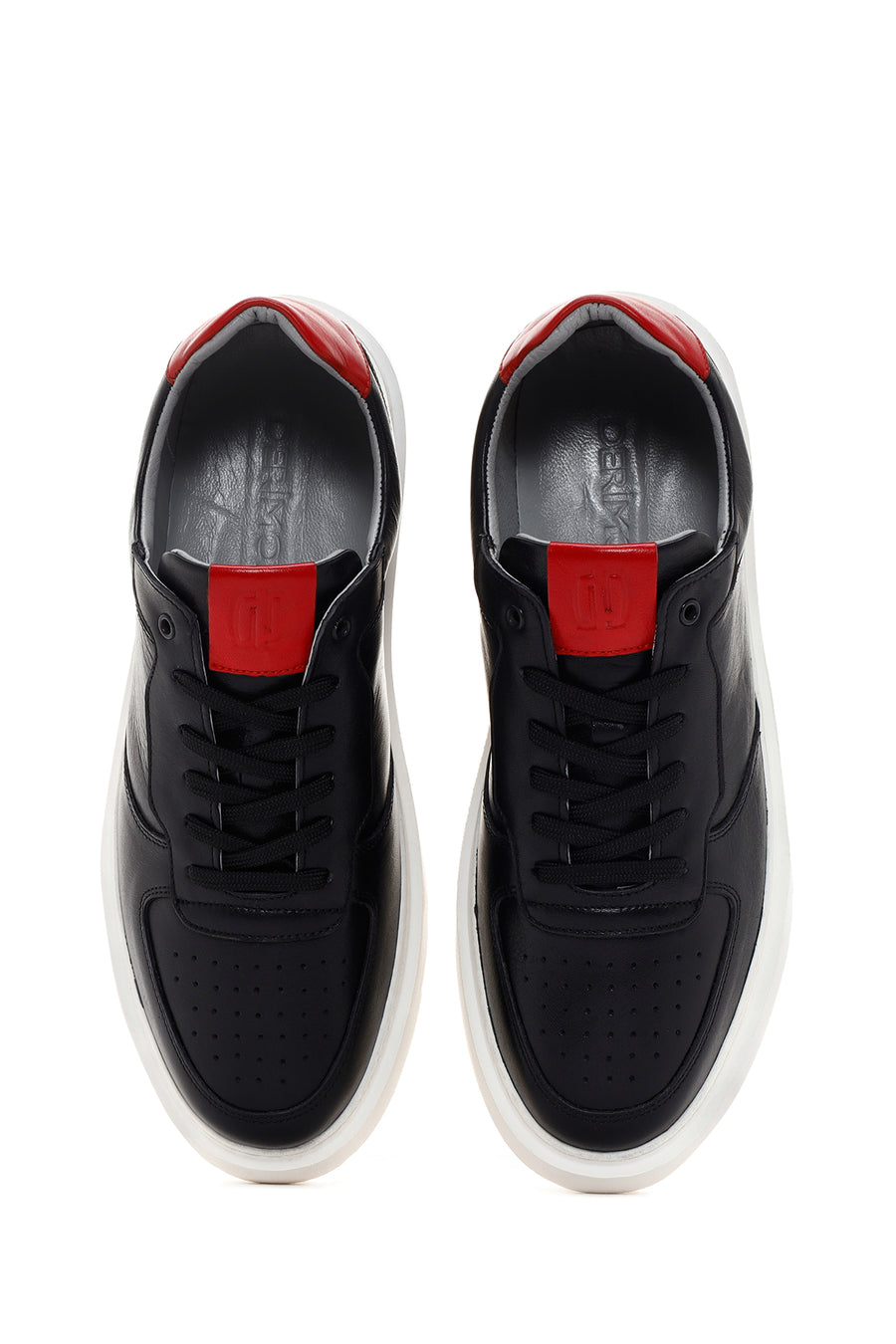 Men's Black Thick Sole Lace Up Leather Sneaker