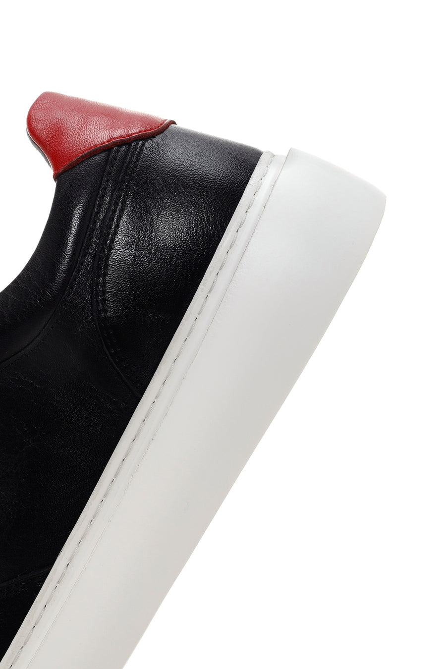 Men's Black Thick Sole Lace Up Leather Sneaker