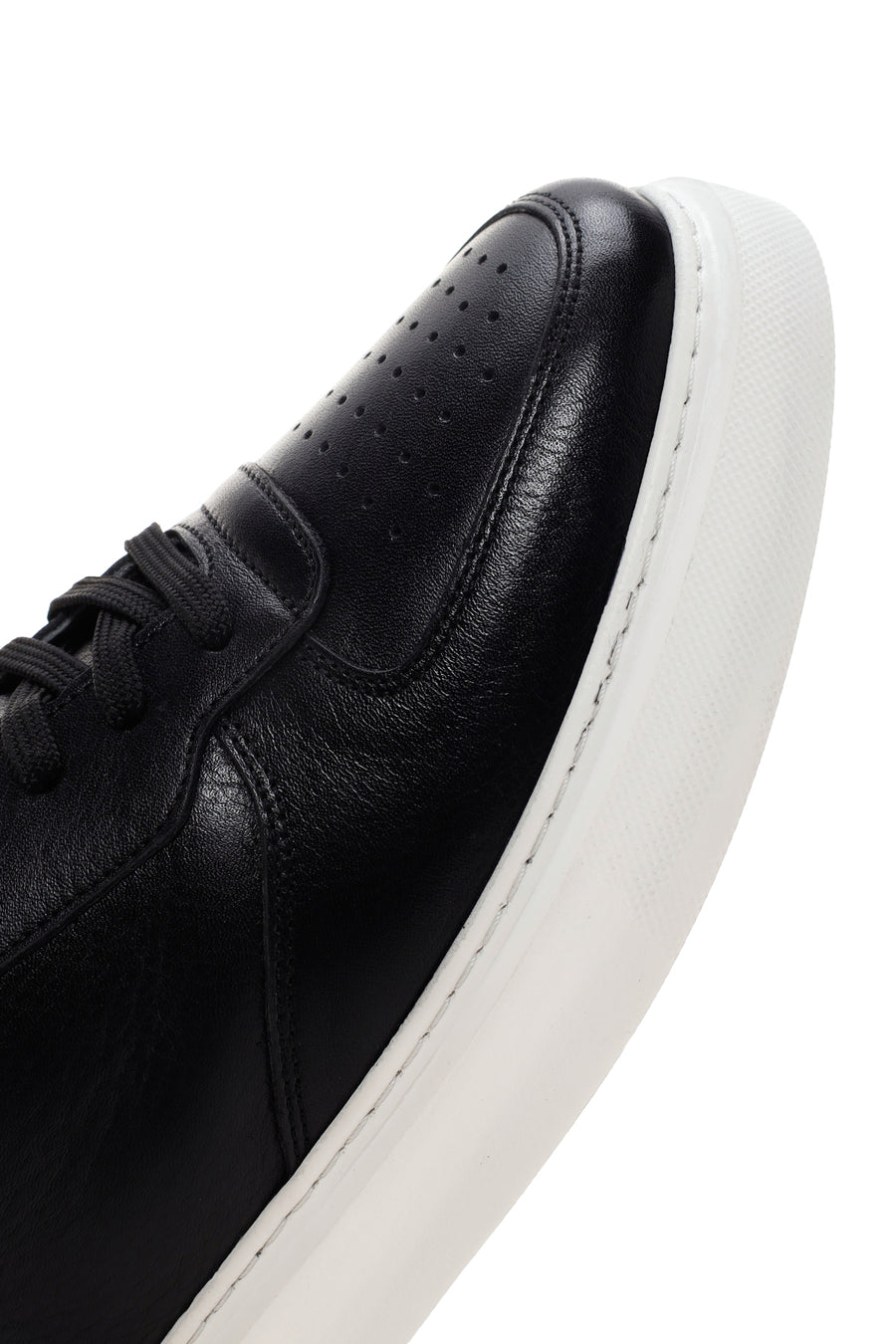 Men's Black Thick Sole Lace Up Leather Sneaker