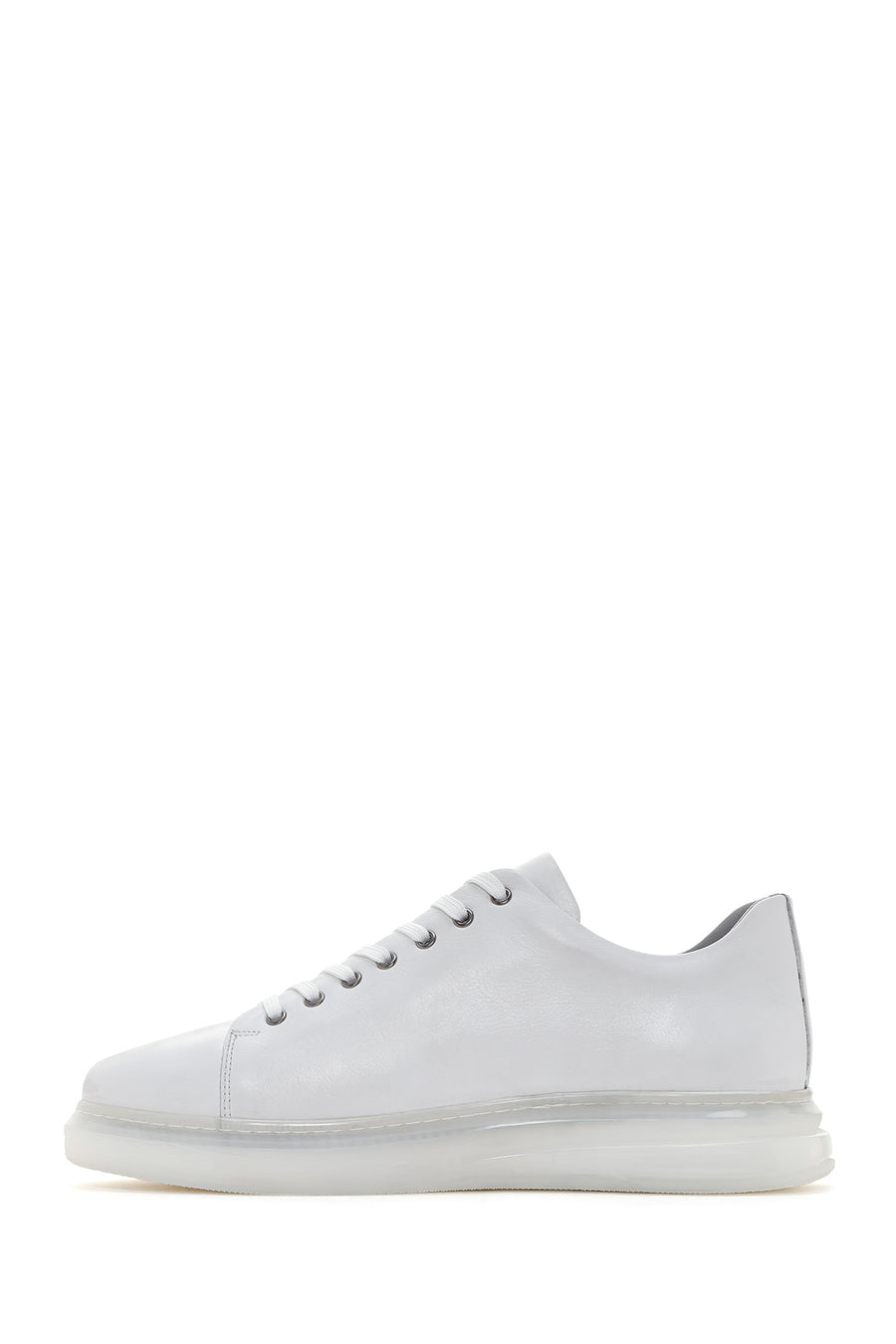Men's White Thick Sole Lace Up Leather Sneaker