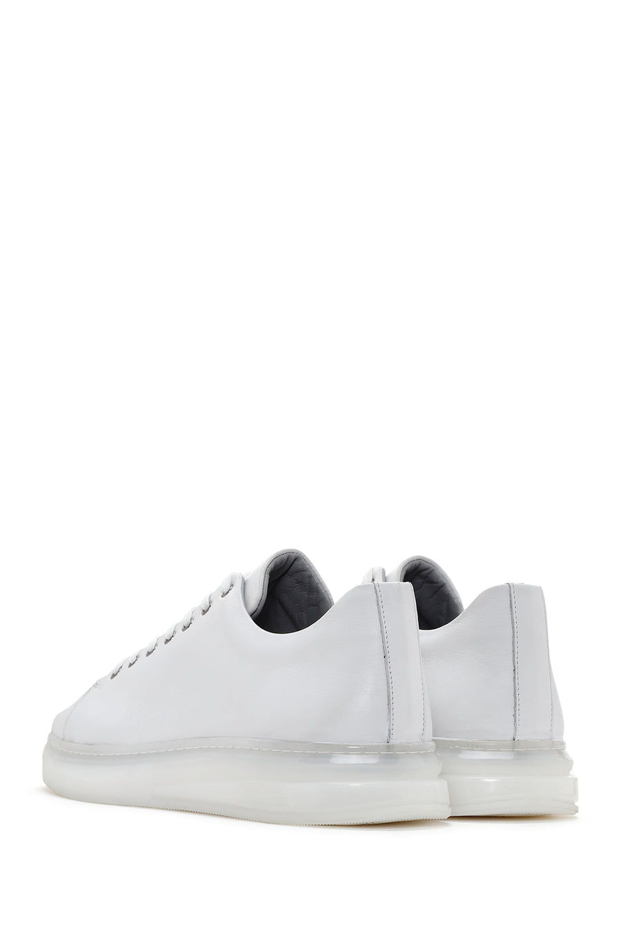 Men's White Thick Sole Lace Up Leather Sneaker