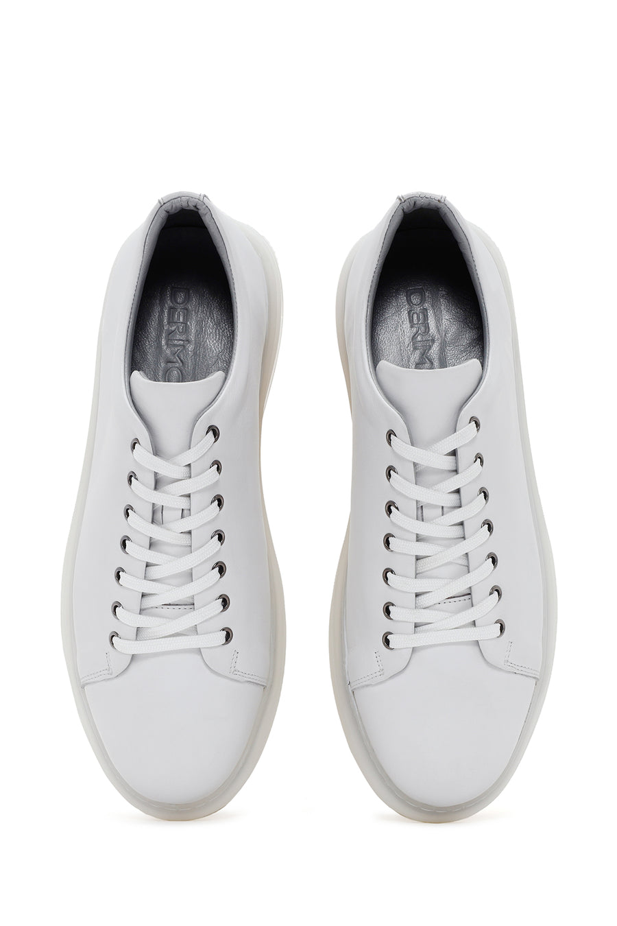 Men's White Thick Sole Lace Up Leather Sneaker