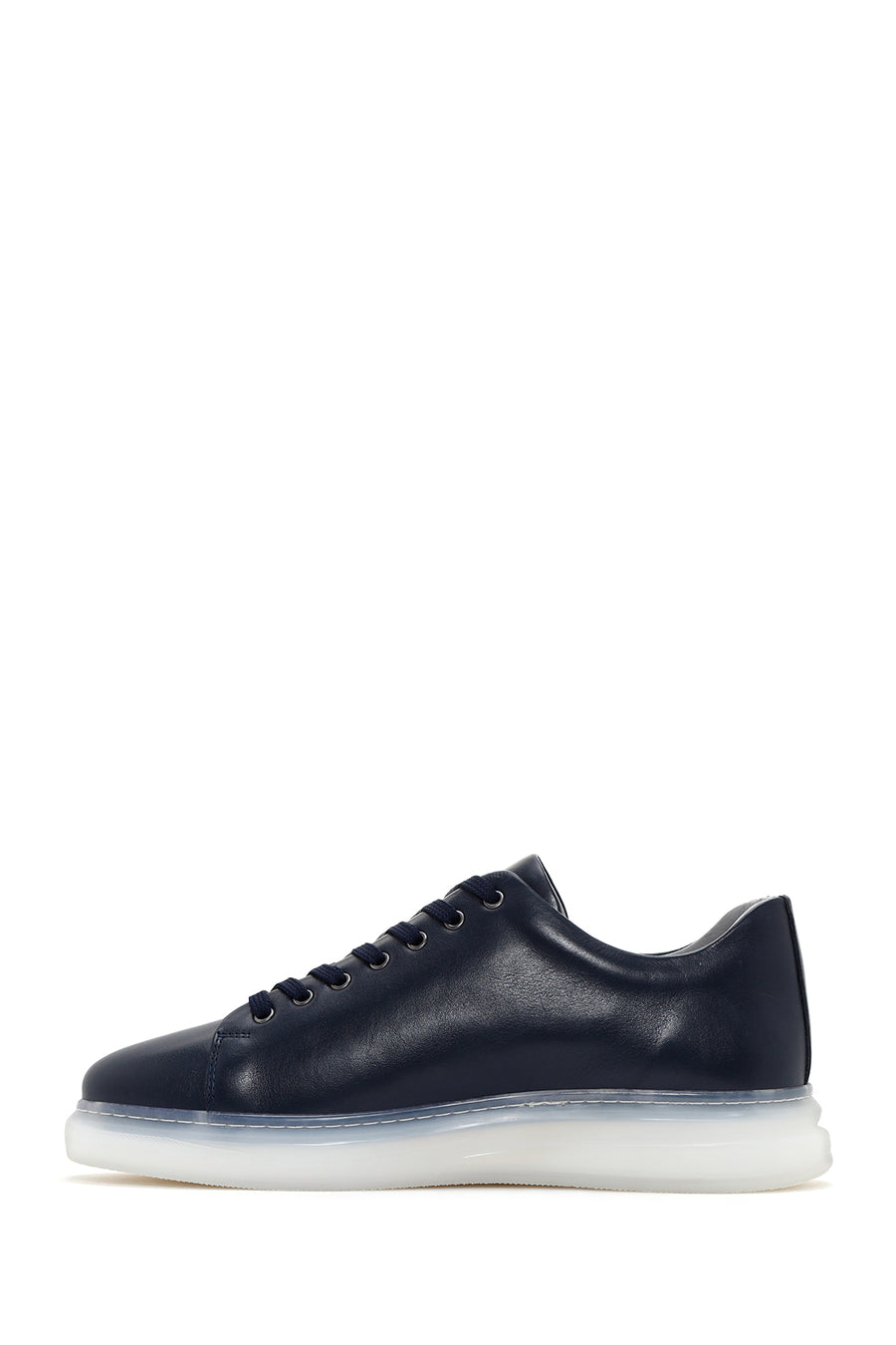 Men's Navy Blue Thick Sole Lace Up Leather Sneaker