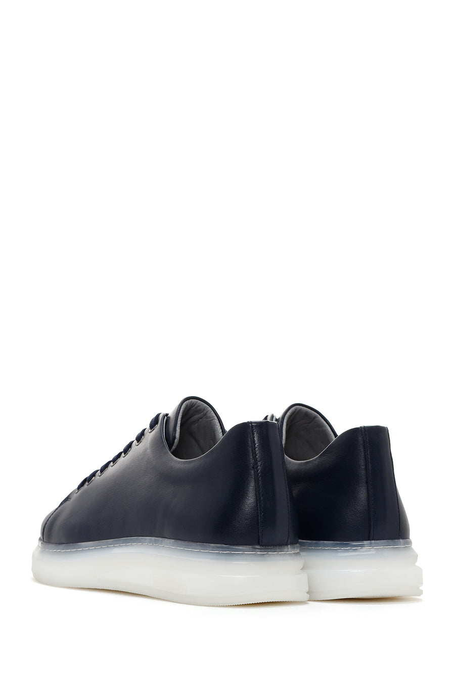 Men's Navy Blue Thick Sole Lace Up Leather Sneaker