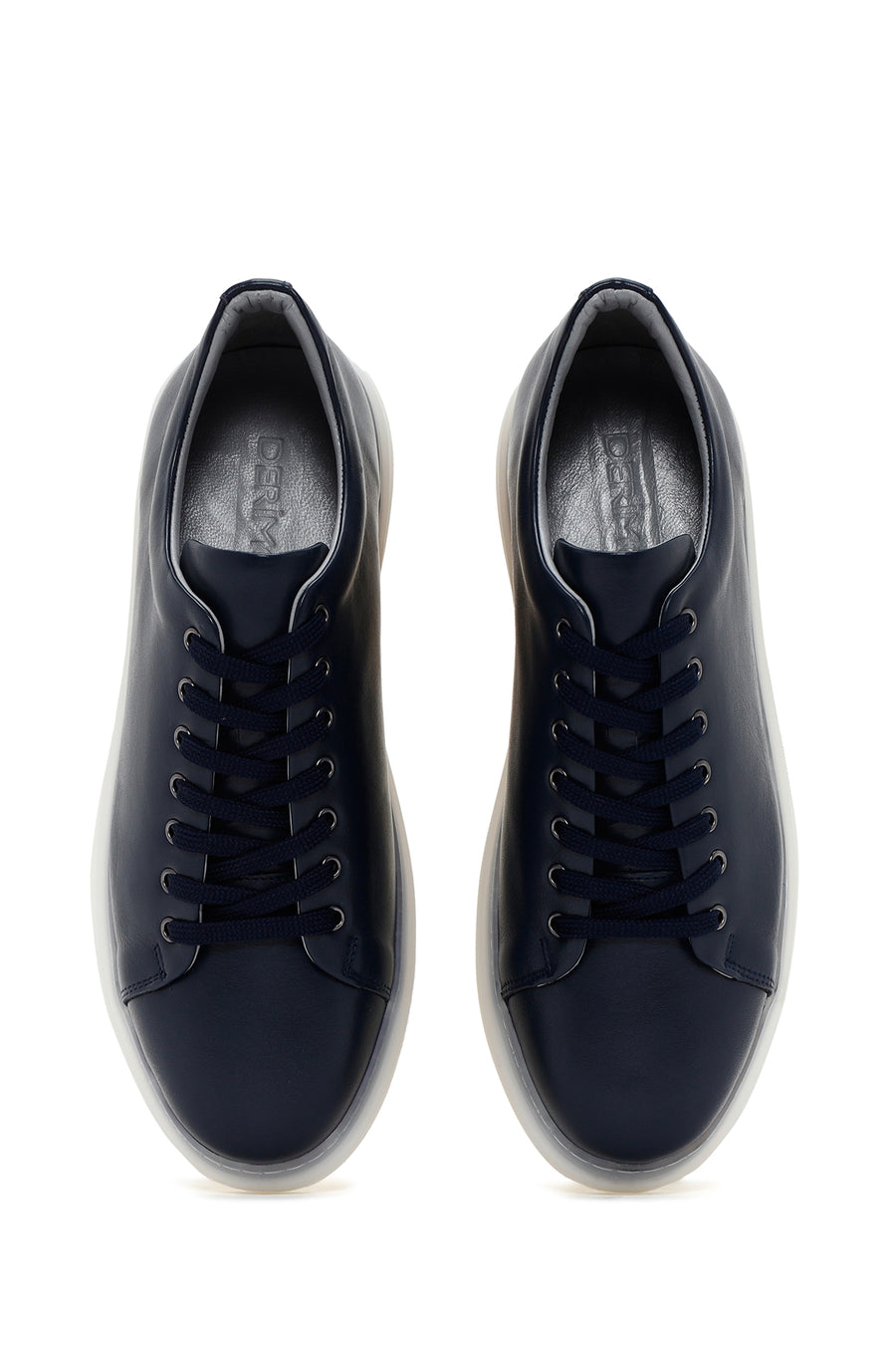 Men's Navy Blue Thick Sole Lace Up Leather Sneaker
