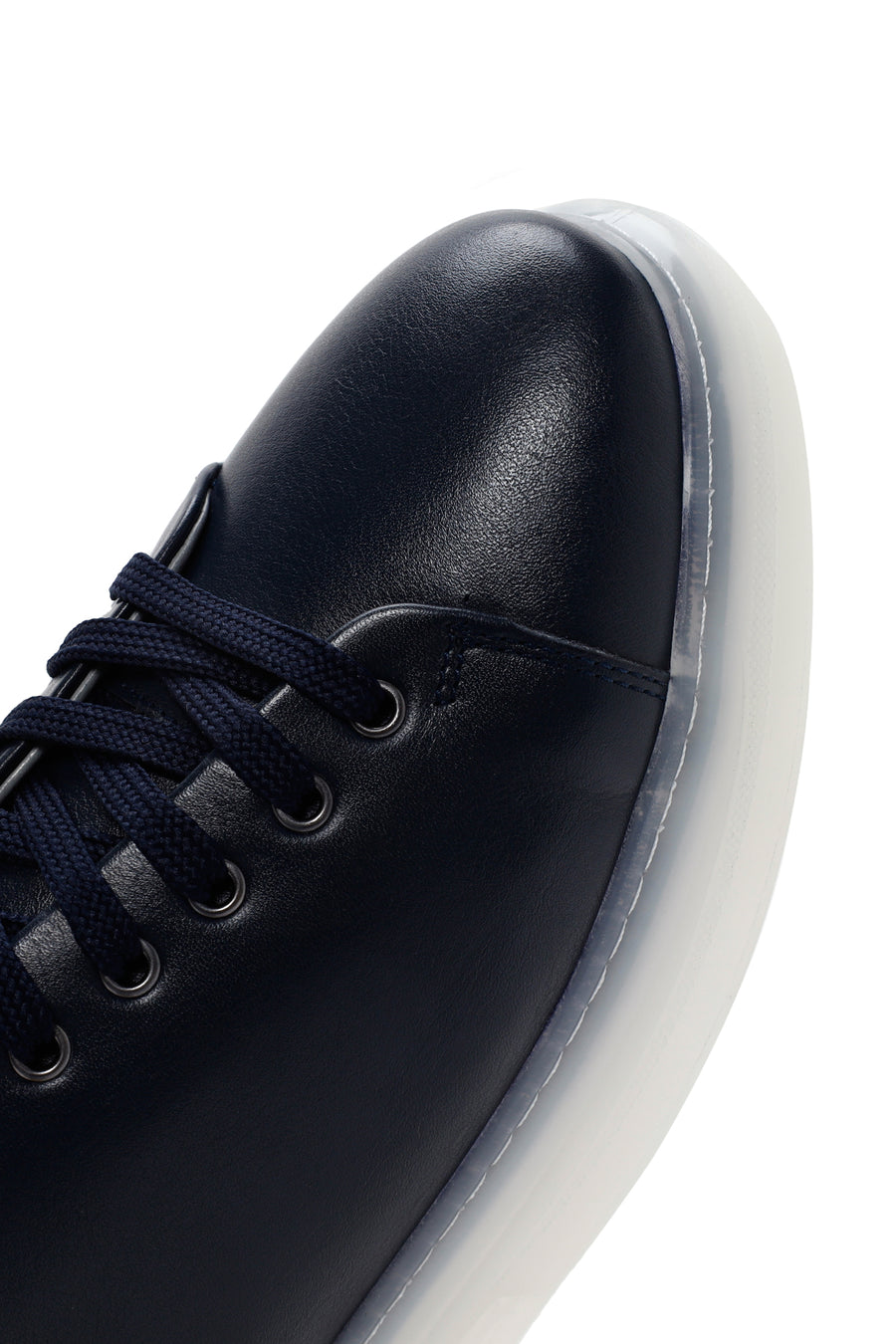 Men's Navy Blue Thick Sole Lace Up Leather Sneaker