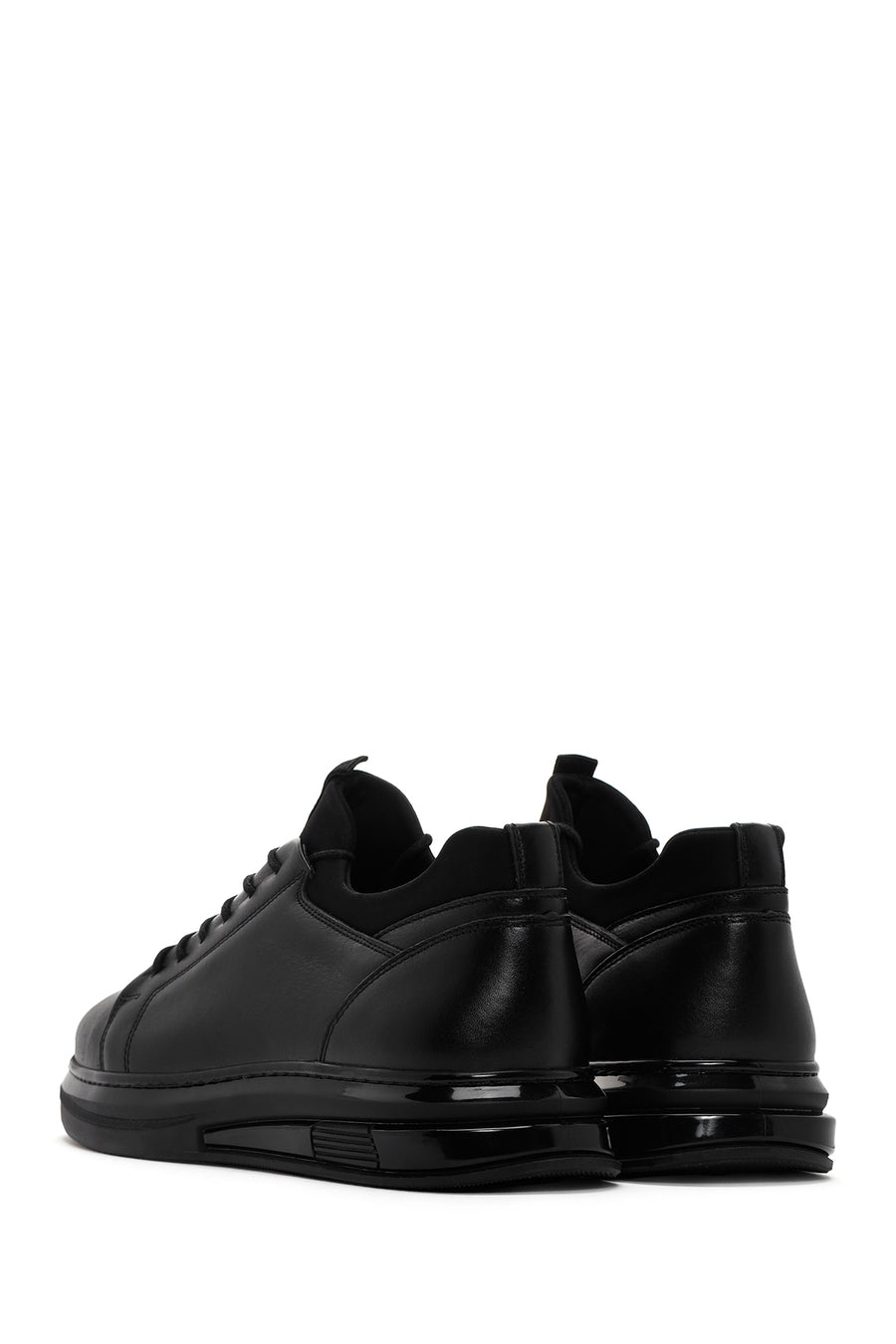 Men's Black Thick Sole Lace Up Leather Sneaker