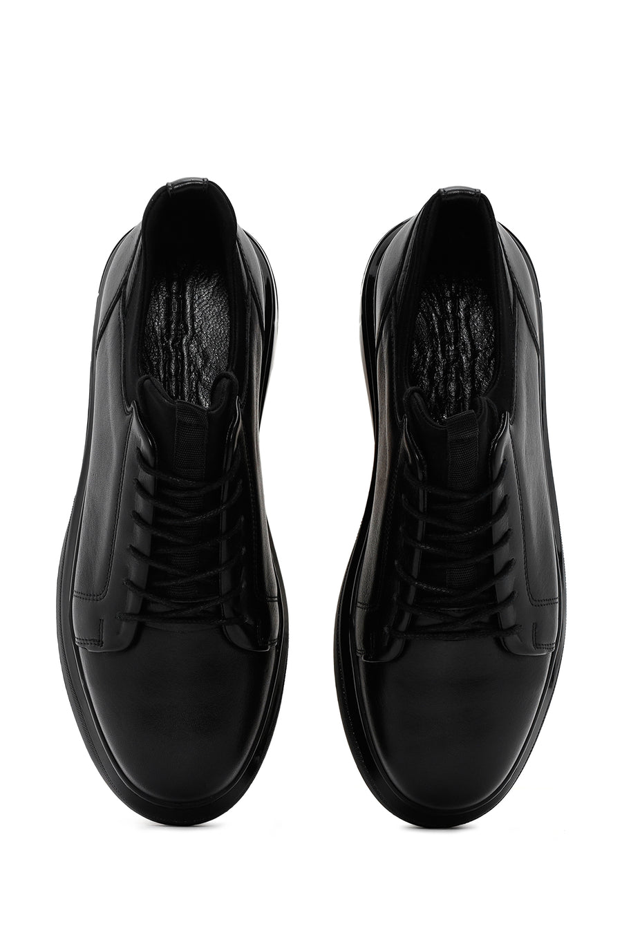 Men's Black Thick Sole Lace Up Leather Sneaker