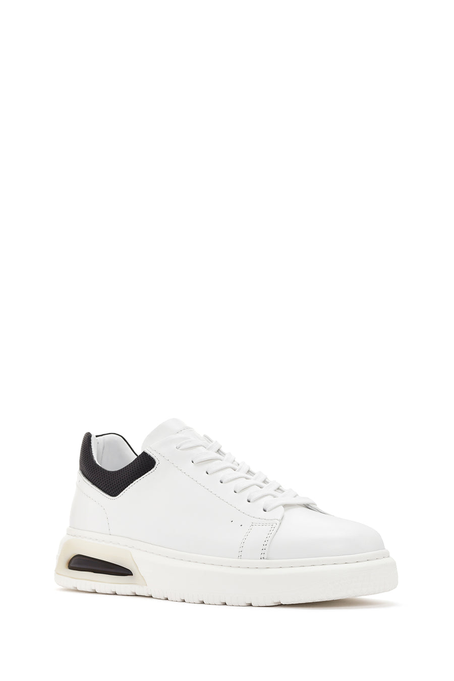 Erkek Beyaz Kalın Tabanlı Bağcıklı Deri Sneaker
