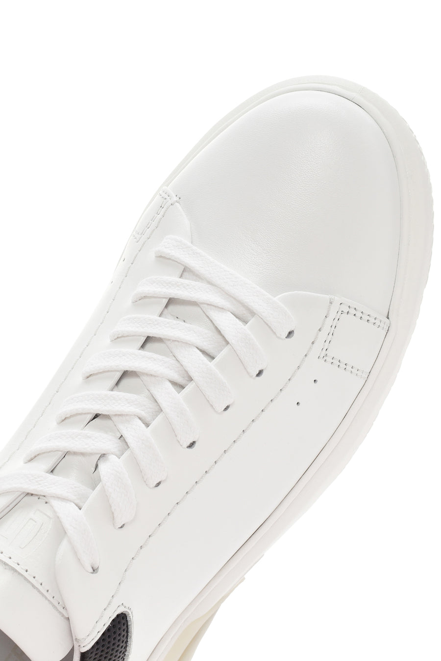 Erkek Beyaz Kalın Tabanlı Bağcıklı Deri Sneaker