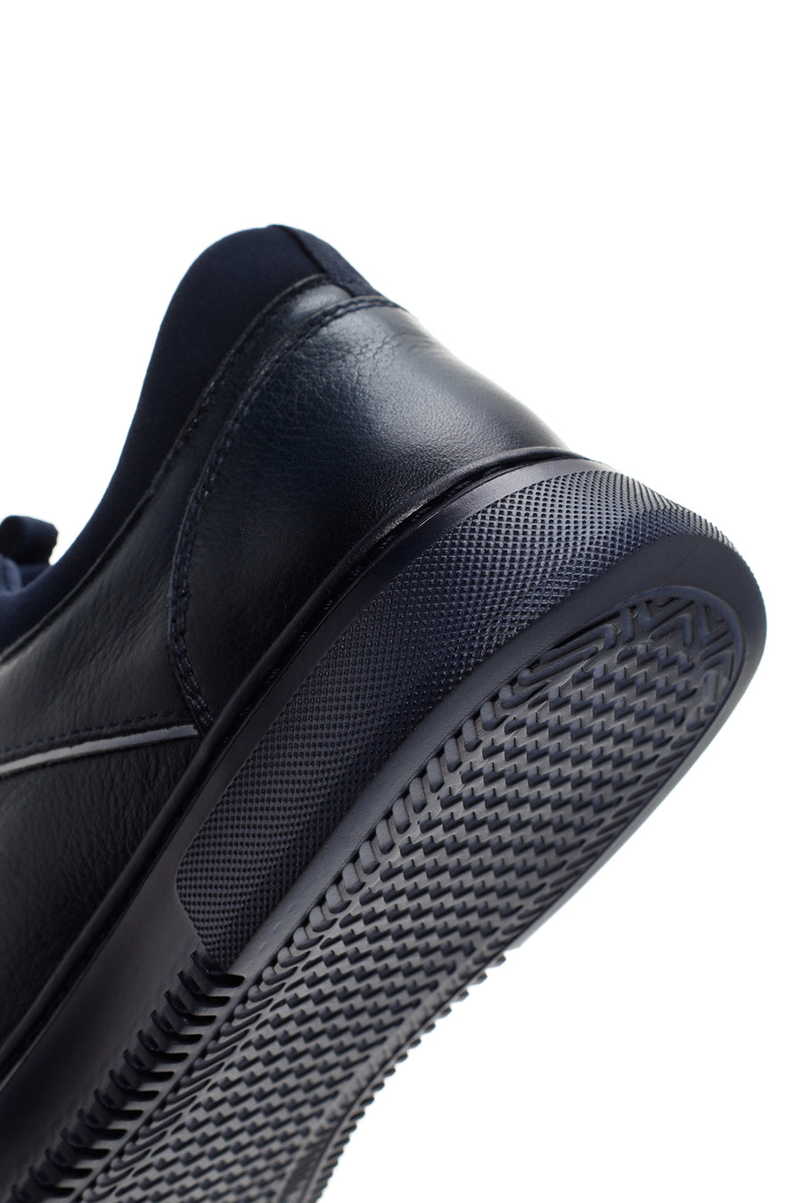 Erkek Lacivert Bağcıklı Deri Sneaker