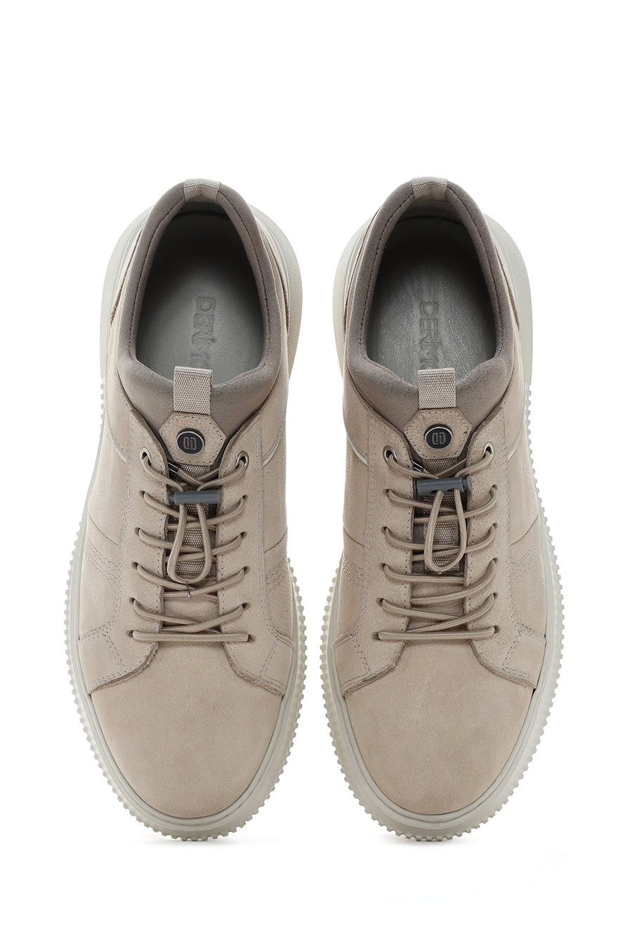 Erkek Bej Bağcıklı Nubuk Deri Sneaker