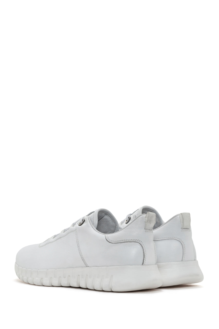 Erkek Beyaz Bağcıklı Deri Sneaker