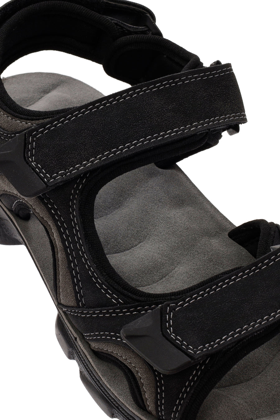 Erkek Siyah Bantlı Nubuk Deri Casual Sandalet