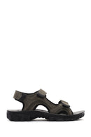 Men's Green Strap Nubuck Leather Casual Sandals | Derimod
