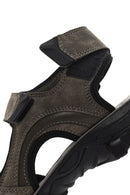 Men's Green Strap Nubuck Leather Casual Sandals | Derimod