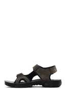 Men's Green Strap Nubuck Leather Casual Sandals | Derimod