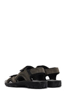 Men's Green Strap Nubuck Leather Casual Sandals | Derimod
