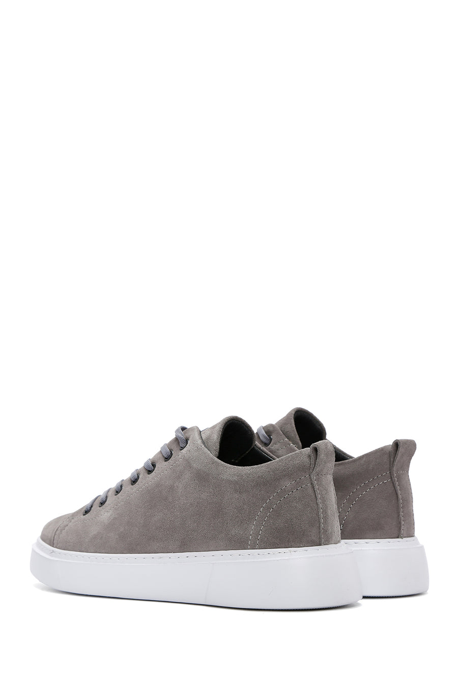 Erkek Gri Bağcıklı Süet Deri Sneaker