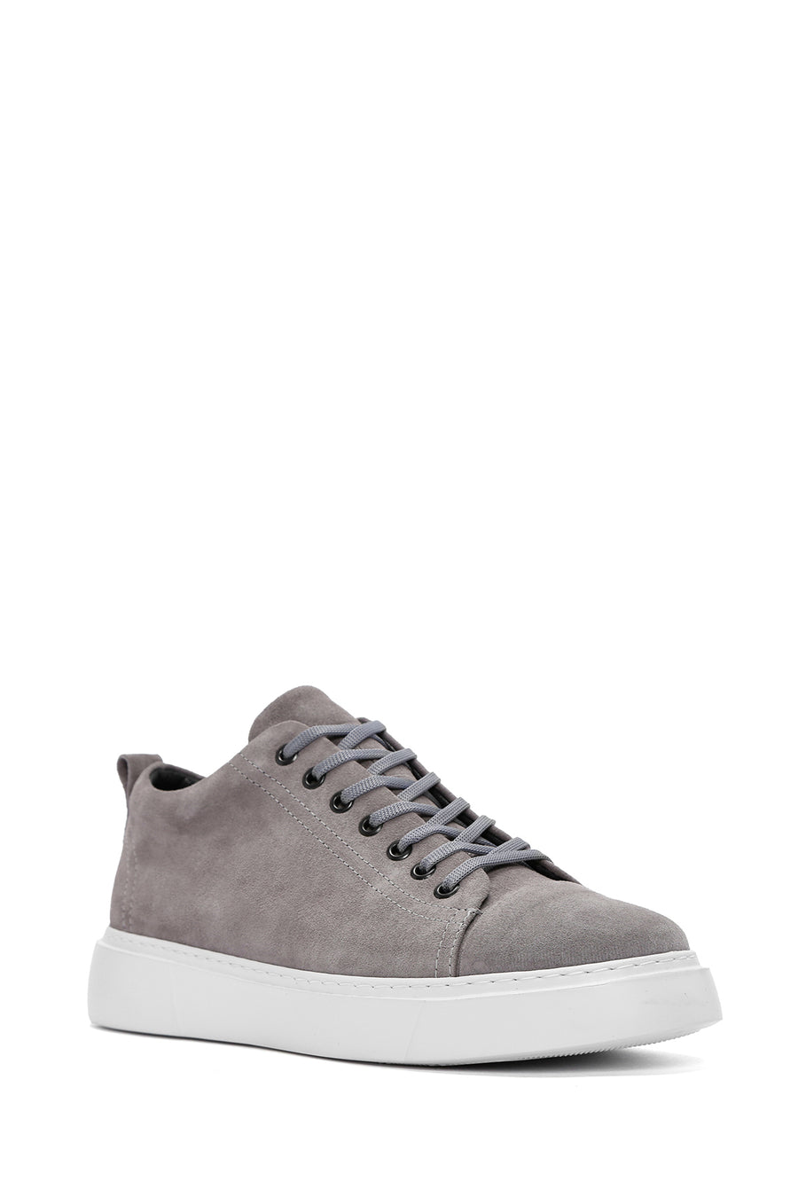 Erkek Gri Bağcıklı Süet Deri Sneaker