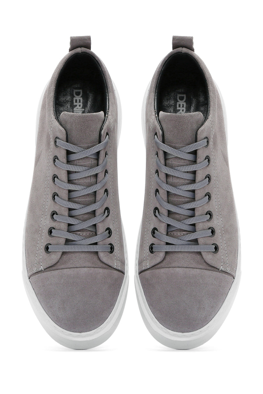 Erkek Gri Bağcıklı Süet Deri Sneaker