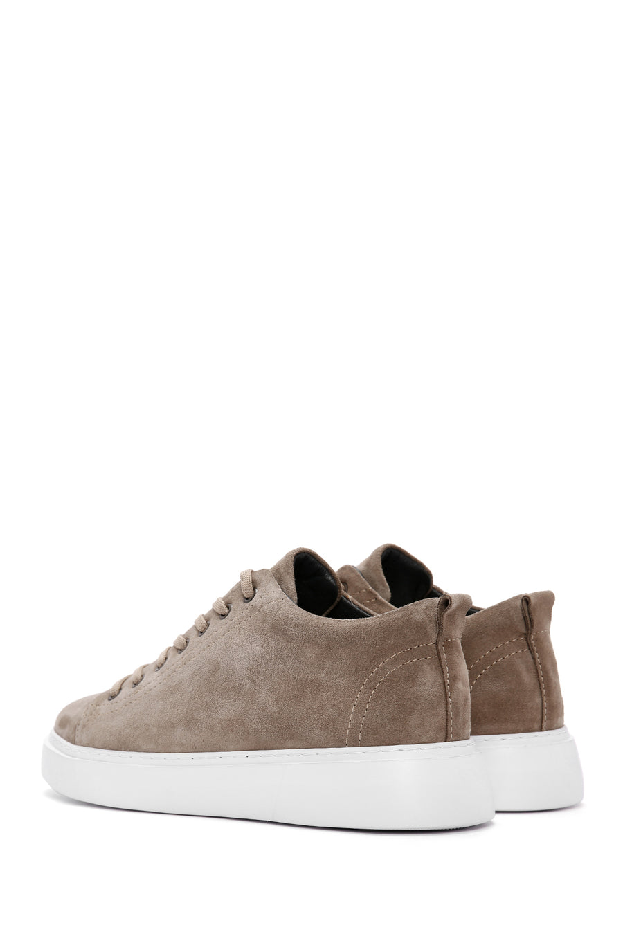 Erkek Vizon Bağcıklı Süet Deri Sneaker
