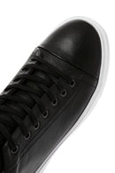 Erkek Siyah Bağcıklı Kalın Tabanlı Deri Sneaker | Derimod