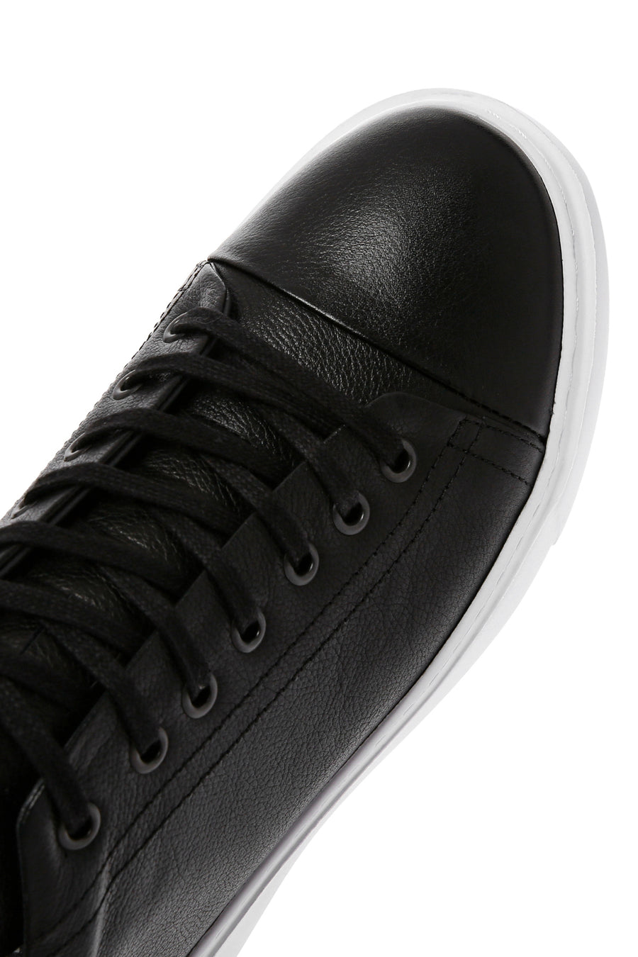 Erkek Siyah Bağcıklı Kalın Tabanlı Deri Sneaker