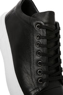 Erkek Siyah Bağcıklı Kalın Tabanlı Deri Sneaker | Derimod