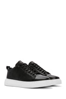 Erkek Siyah Bağcıklı Kalın Tabanlı Deri Sneaker | Derimod