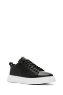 Erkek Siyah Bağcıklı Kalın Tabanlı Deri Sneaker | Derimod