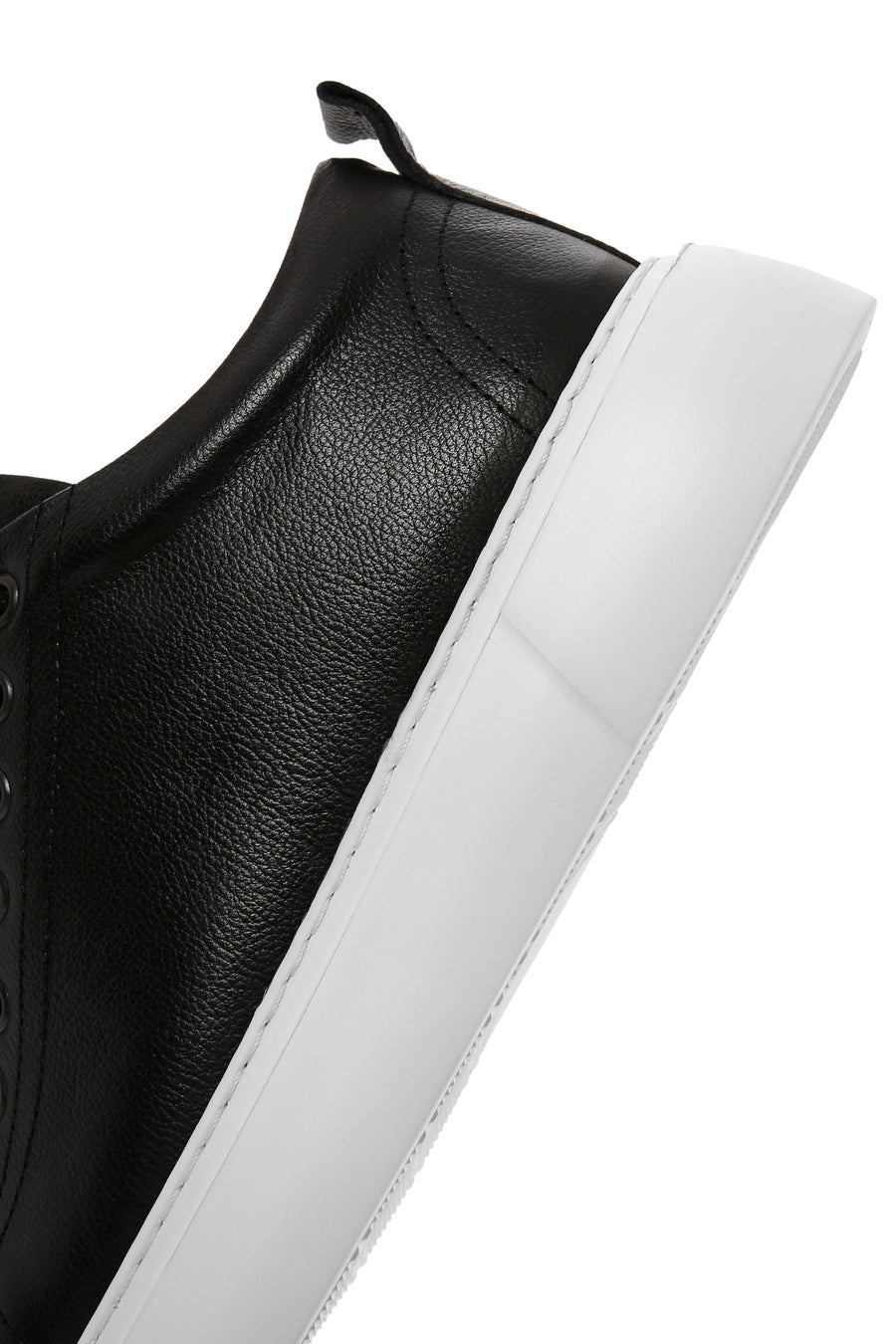 Erkek Siyah Bağcıklı Kalın Tabanlı Deri Sneaker