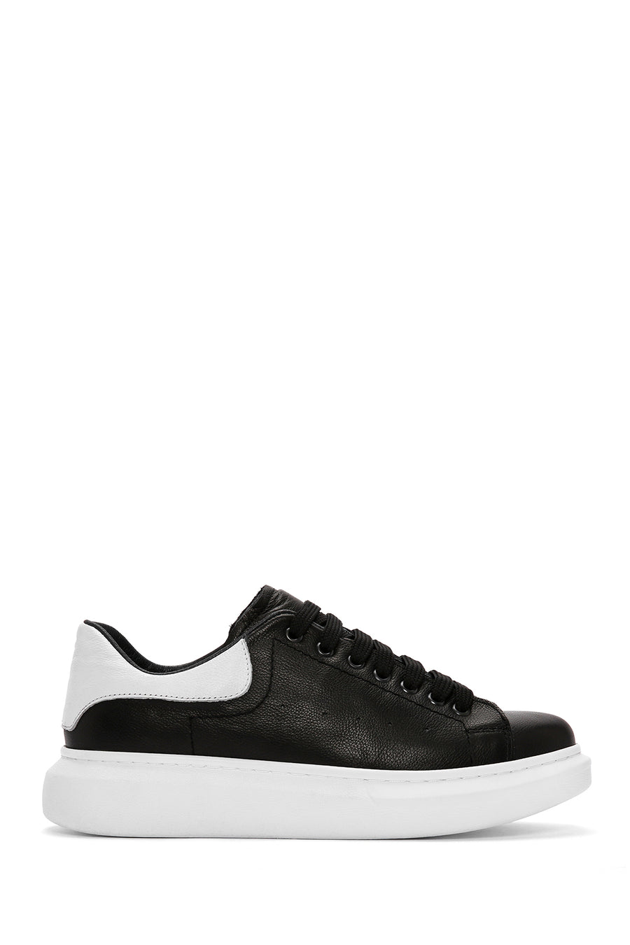 Erkek Siyah Bağcıklı Kalın Tabanlı Deri Sneaker 24SFD6822FT | Derimod