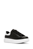 Erkek Siyah Bağcıklı Kalın Tabanlı Deri Sneaker | Derimod
