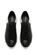 Erkek Siyah Bağcıklı Kalın Tabanlı Deri Sneaker | Derimod
