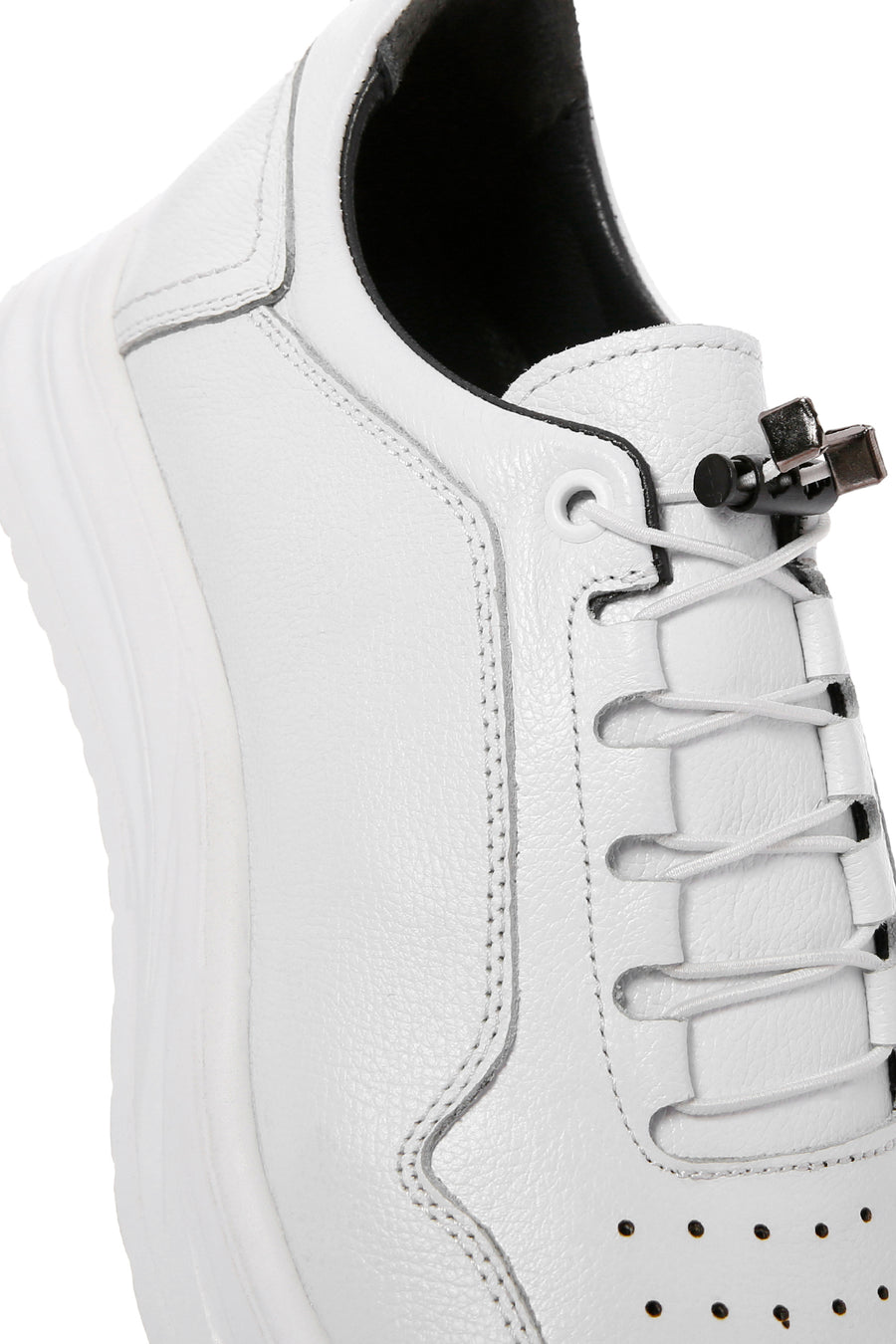 Erkek Beyaz Bağcıklı Deri Sneaker