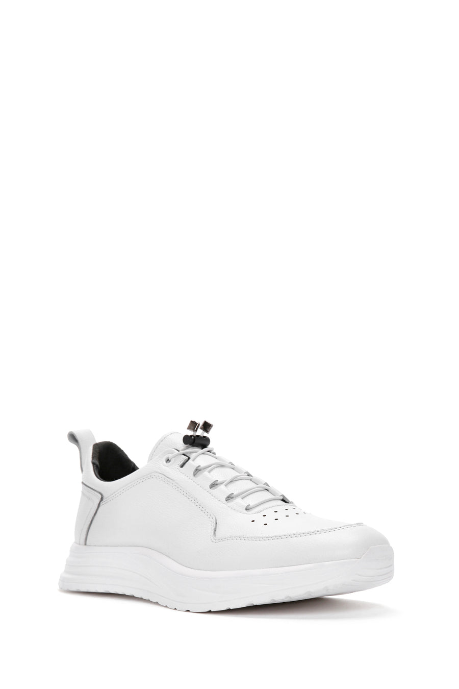 Erkek Beyaz Bağcıklı Deri Sneaker