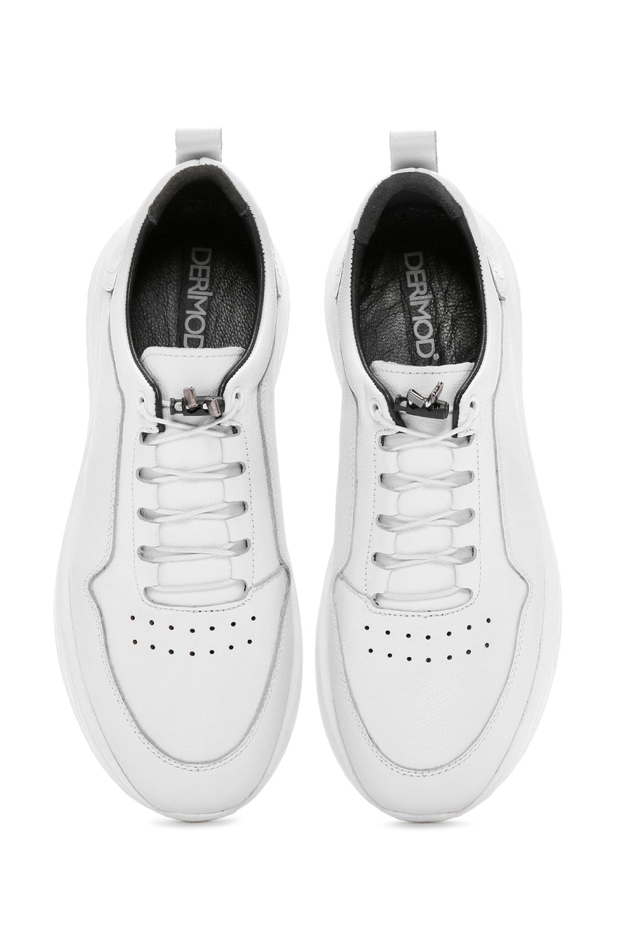 Erkek Beyaz Bağcıklı Deri Sneaker