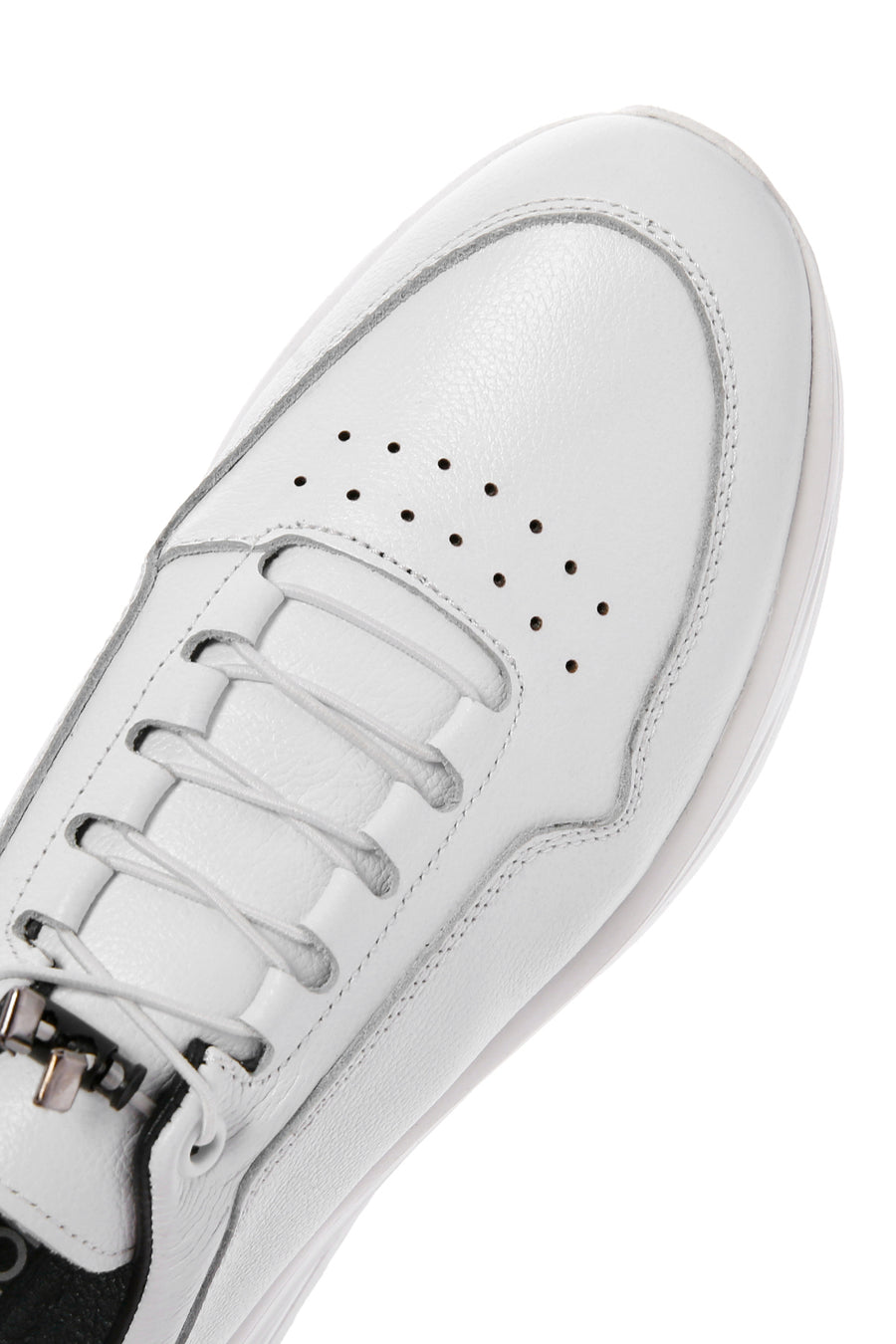 Erkek Beyaz Bağcıklı Deri Sneaker