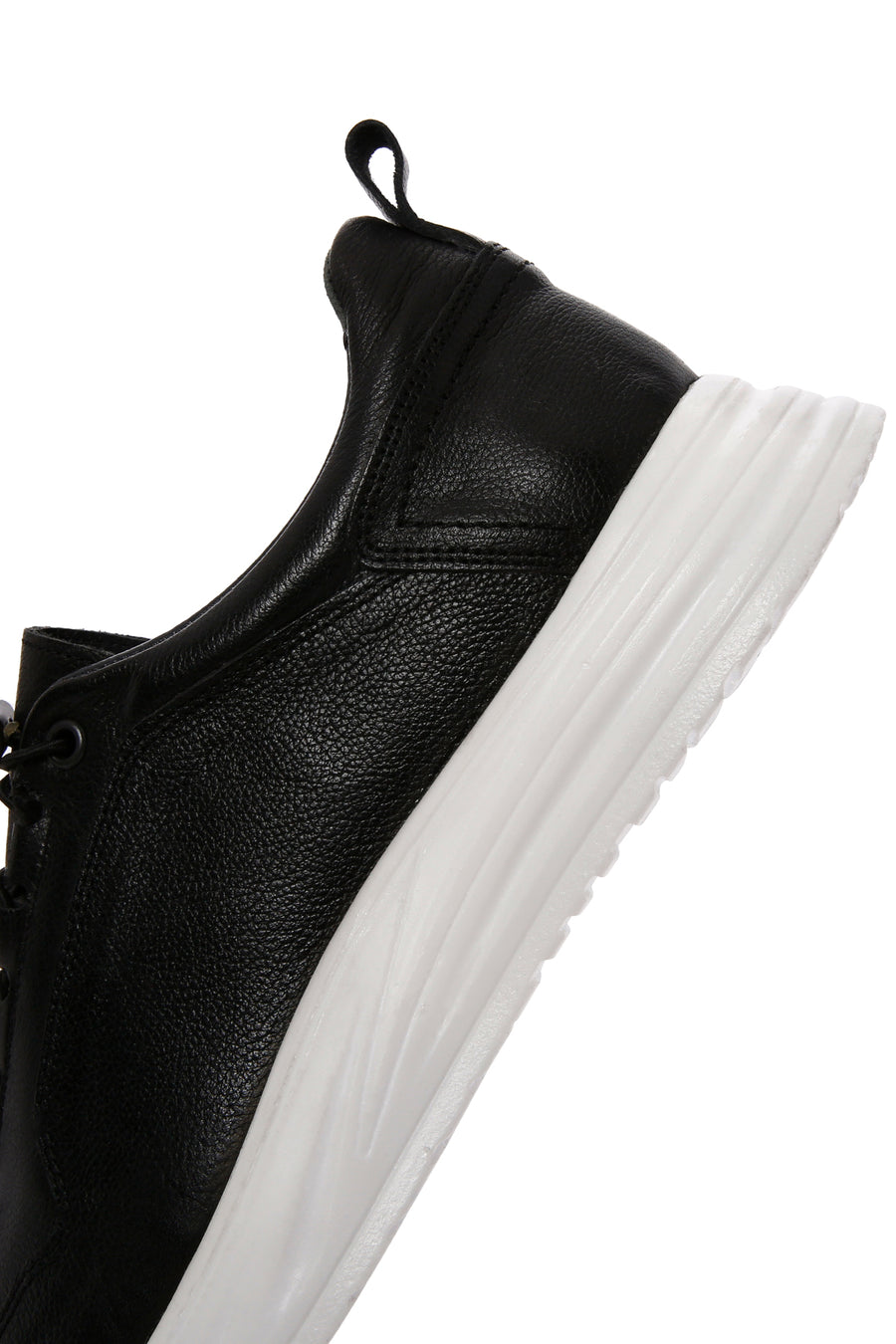 Erkek Siyah Bağcıklı Deri Sneaker