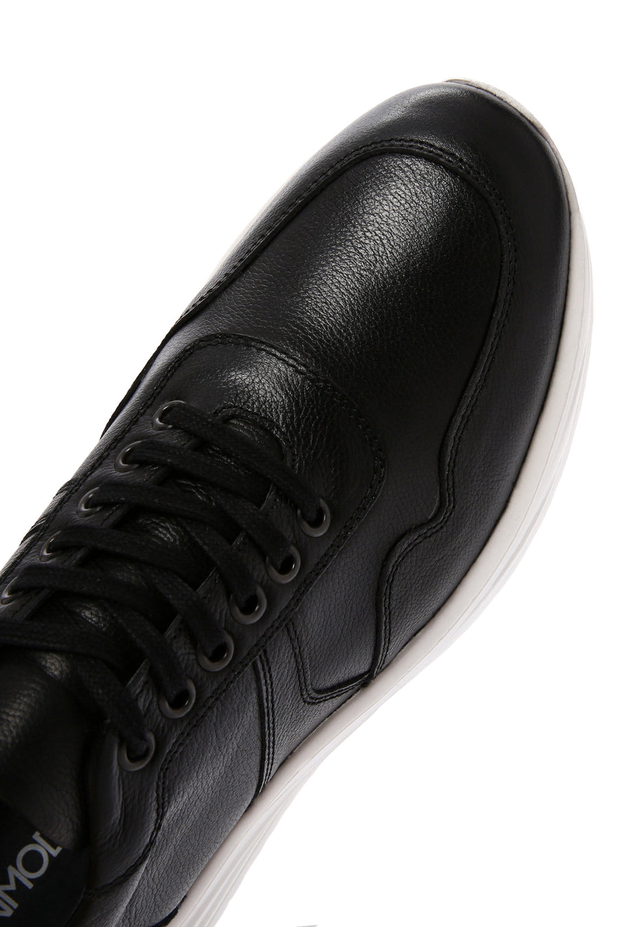 Erkek Siyah Bağcıklı Kalın Tabanlı Deri Sneaker