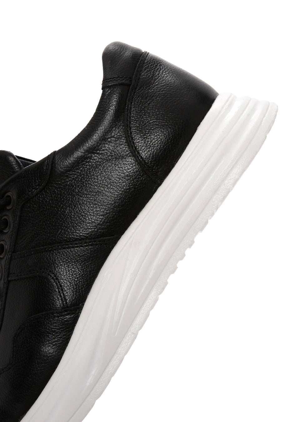 Erkek Siyah Bağcıklı Kalın Tabanlı Deri Sneaker