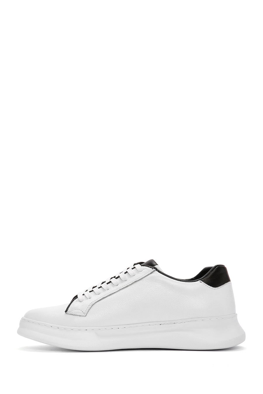 Men's White Lace-Up Leather Sneaker