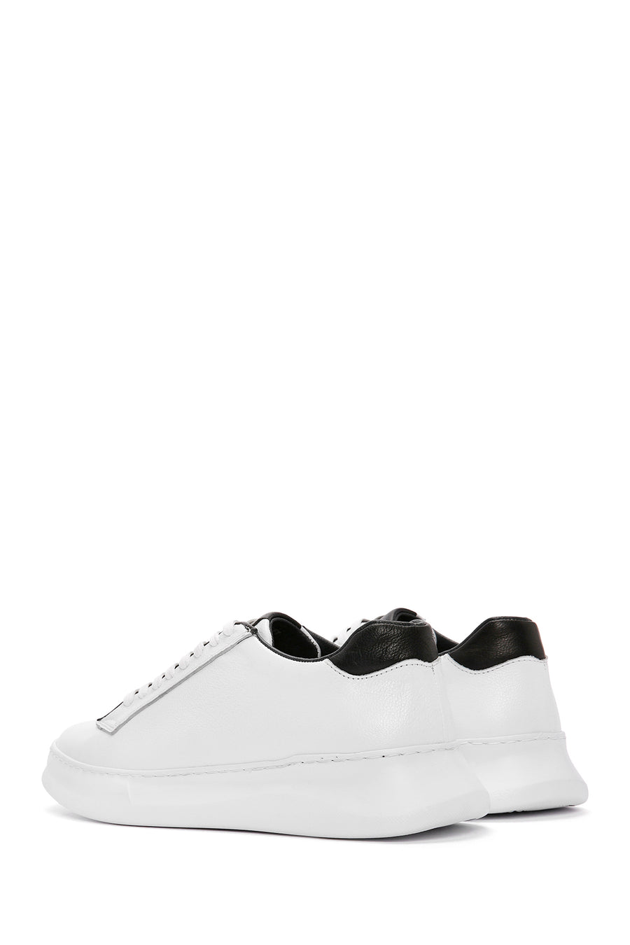 Men's White Lace-Up Leather Sneaker