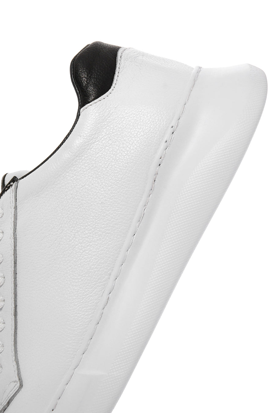 Men's White Lace-Up Leather Sneaker