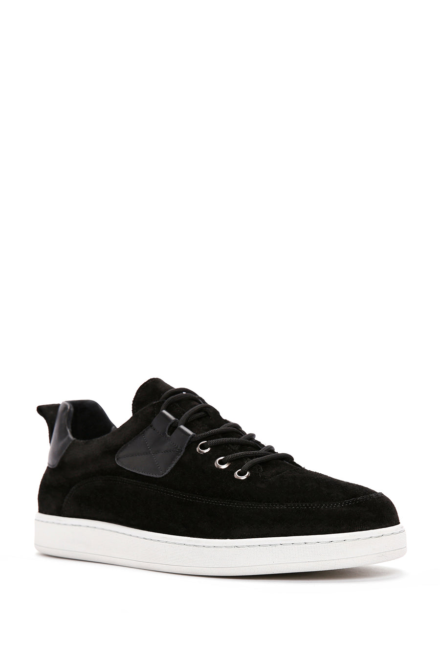 Erkek Siyah Bağcıklı Süet Deri Sneaker
