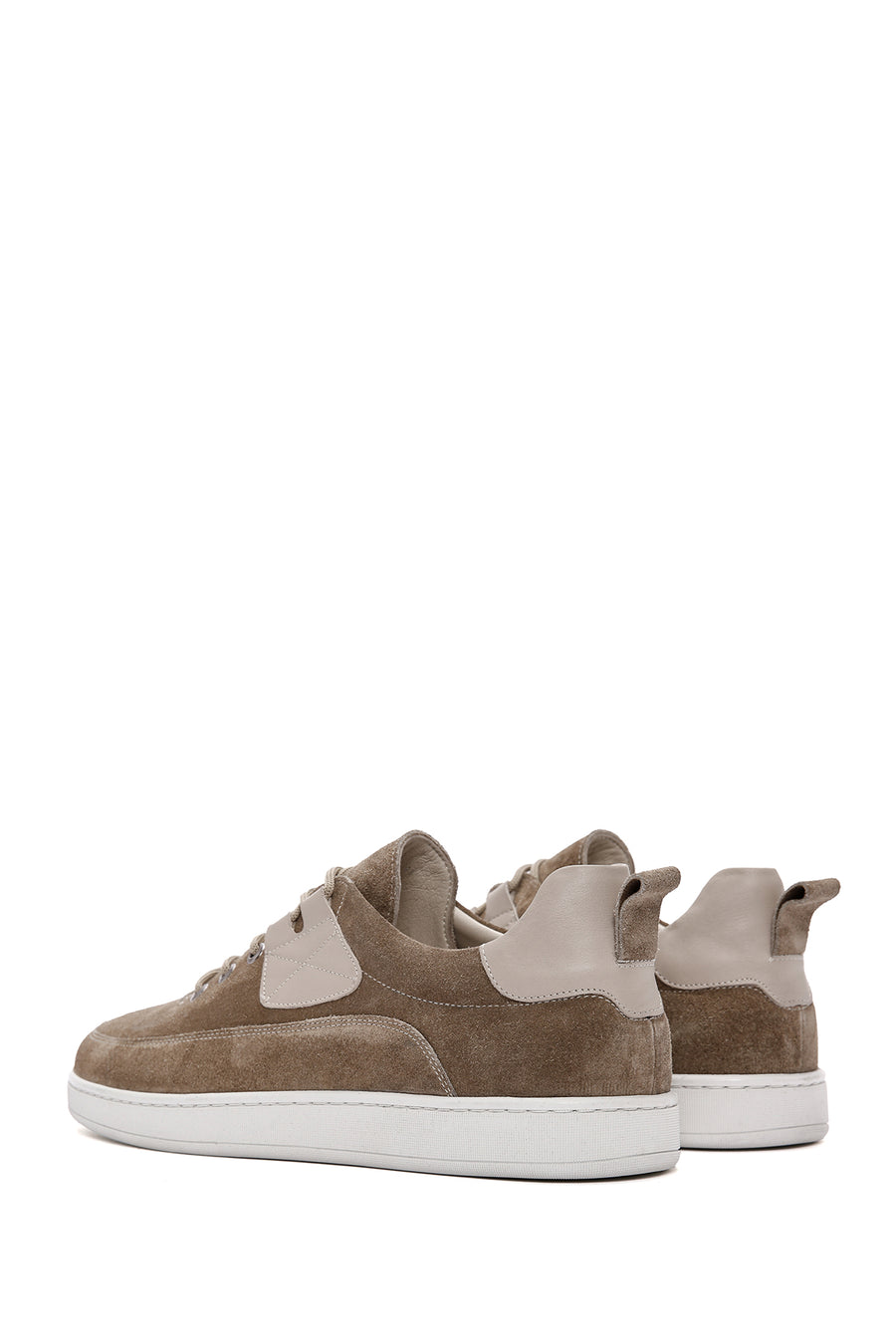 Erkek Vizon Bağcıklı Süet Deri Sneaker