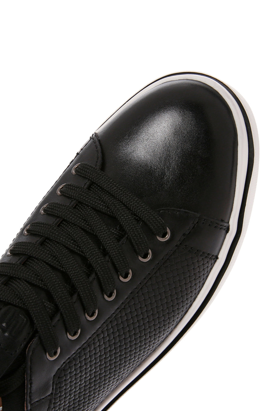 Erkek Siyah Bağcıklı Deri Sneaker