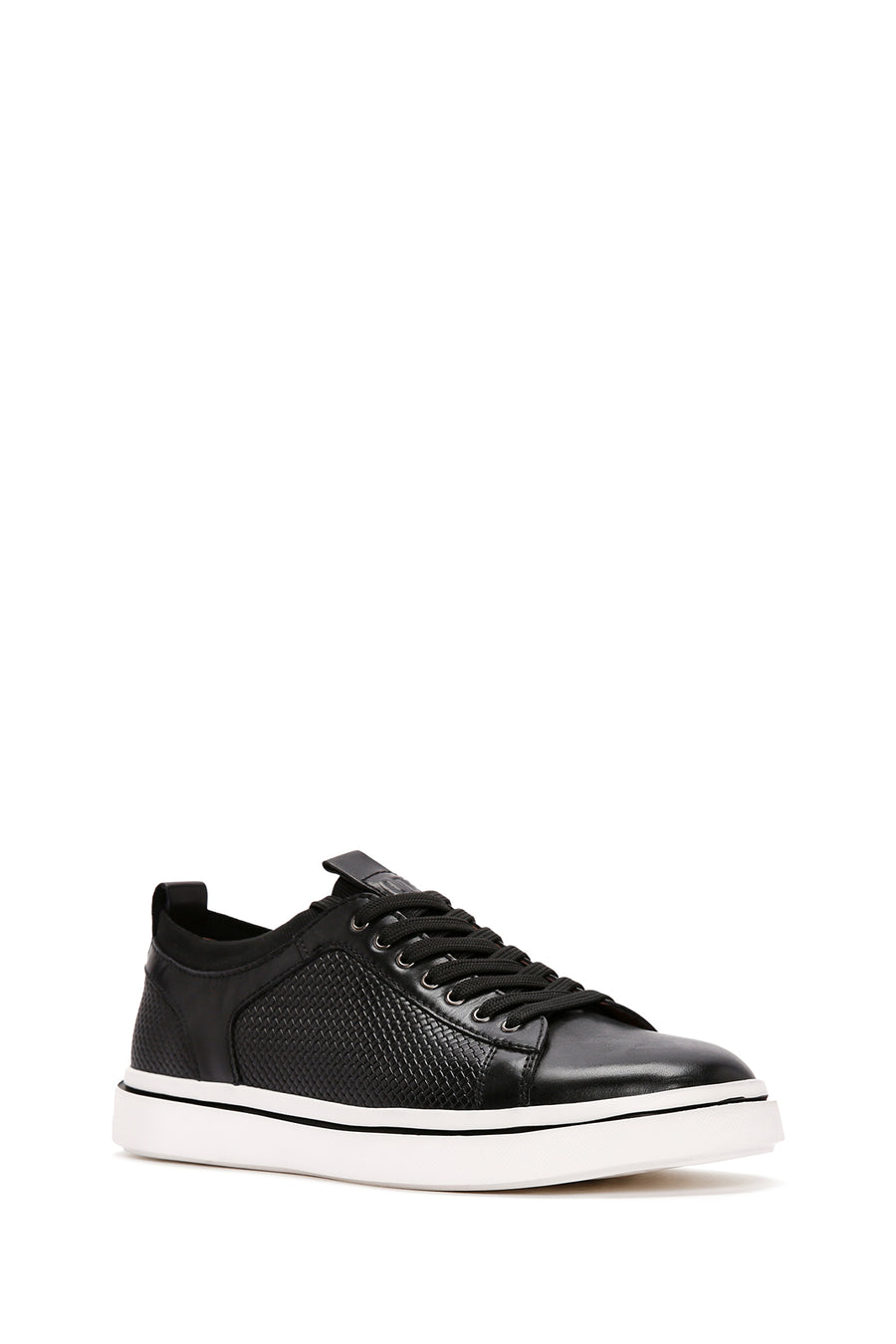 Erkek Siyah Bağcıklı Deri Sneaker